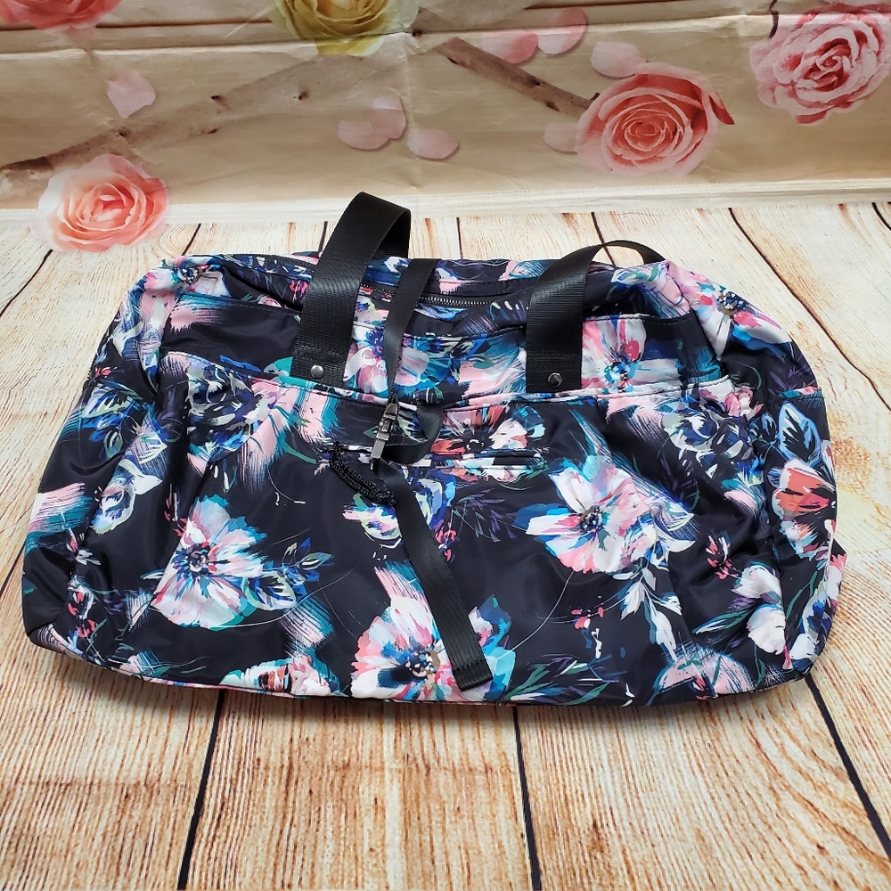 Fabletics Floral Black Gym Tote Bag